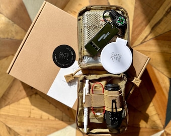 Hiking kit | An outdoor essentials lightweight EDC survival set for walkers & hiking lovers. Ideal birthday or Christmas gift utility pouch