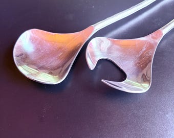 Set di posate da insalata a forma di libellula, realizzate a mano con manico in acciaio inossidabile.
