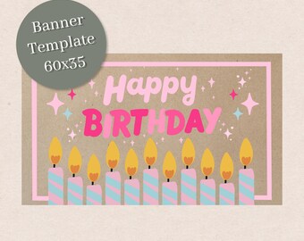 Birthday Candles Paintable Banner Template Digital Download Editable Canva Design