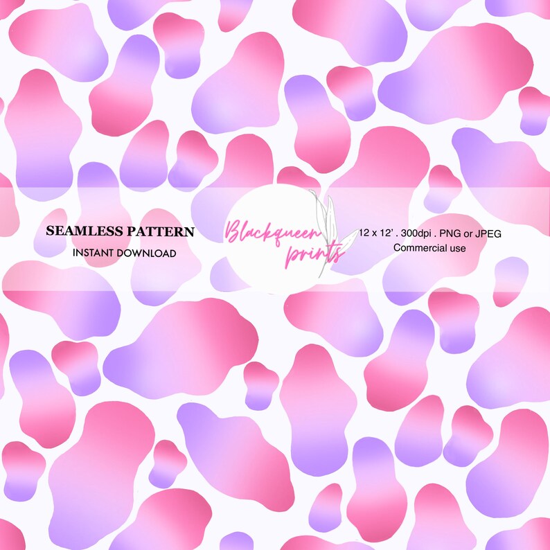 Pink & Purple Cow Print Seamless Pattern | Gradient Cow Pattern PNG ...