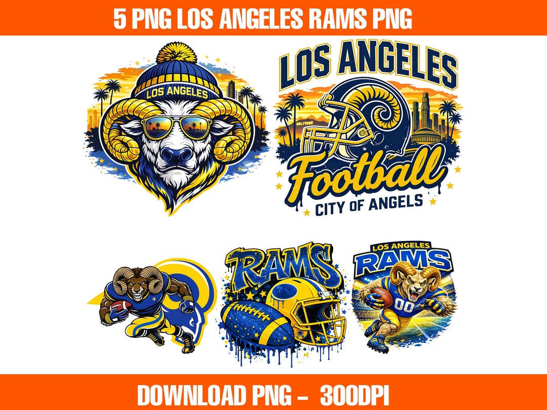 Rams Football Bundle PNG, Rams Clipart, Retro Sport Digital Download, 5 ...