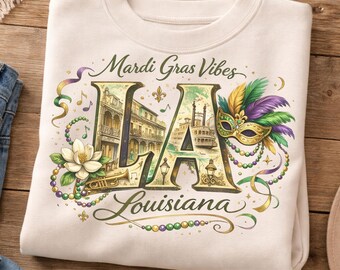 Mardi Gras Vibes PNG, Louisiana Festival Clipart (Digital Download)
