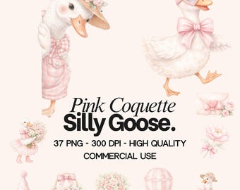 Oca Civetta Rosa Sciocca Clipart, Oca Acquerello Baby Shower, San Valentino 37 PNG