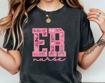 Camisa de enfermera de urgencias, camuflaje rosa, colores cómodos