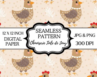 Farm Chicken Seamless Pattern | Cute Country Animal Fabric Print | 300 ...