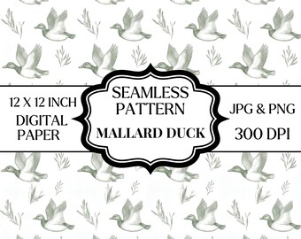 Patrón PNG sin costuras de pato ánade real verde, papel digital de pato en acuarela, papel tapiz de pato, estampado de aves acuáticas de granja, papel para álbumes de recortes
