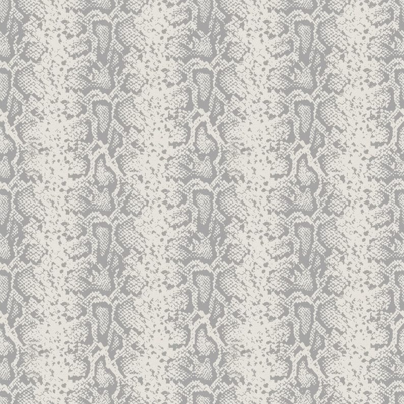 Puede incluir: Un patr&oacute;n repetitivo que presenta una textura de piel de serpiente en gris claro y blanco roto. El dise&ntilde;o consiste en formas org&aacute;nicas similares a escamas dispuestas en columnas verticales, creando una superficie detallada y de alto contraste.
