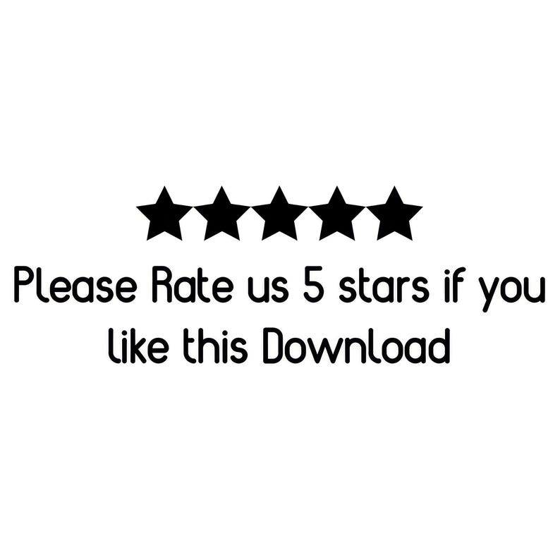 Puede incluir: Un dise&ntilde;o gr&aacute;fico negro con cinco estrellas s&oacute;lidas dispuestas en una fila horizontal sobre el texto Please Rate us 5 stars if you like this Download. El texto est&aacute; escrito en una fuente sans-serif redondeada sobre un fondo blanco.