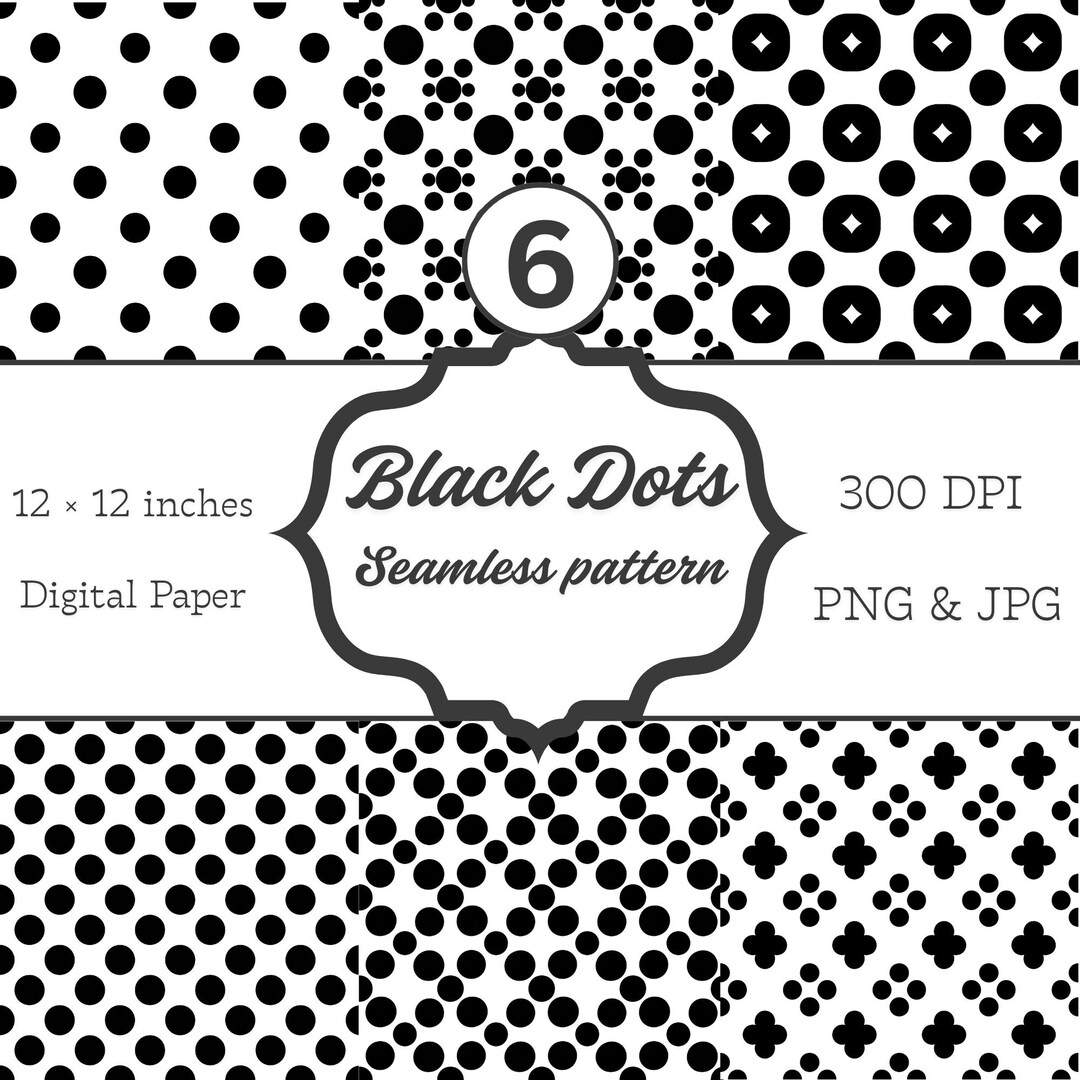 Black Polka Dot Seamless Paper | Minimalist Digital Background (PNG ...