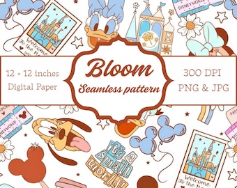 Motivo senza cuciture a cartoni animati / Stampa per cameretta dei bambini in colori pastello (PNG, JPG)