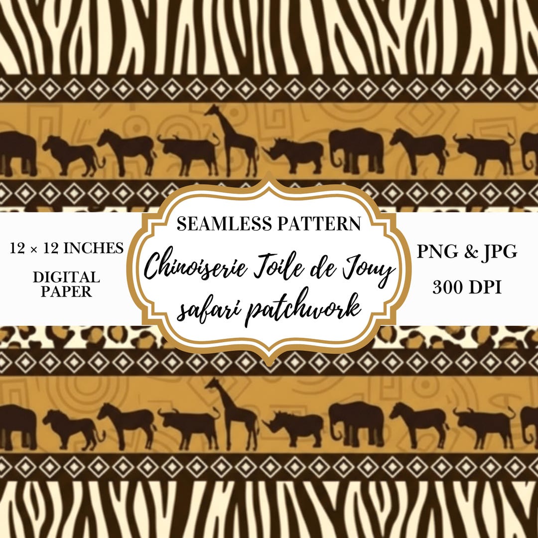 Safari Patchwork Seamless Pattern | African Animal Print Digital Paper ...