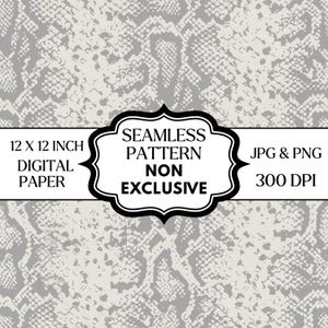 Könnte beinhalten: Digitales Papier mit einem nahtlosen Schlangenmuster in Grau- und Weißtönen. Das Bild enthält den Text "12 X 12 INCH DIGITAL PAPER" und "SEAMLESS PATTERN NON EXCLUSIVE JPG & PNG 300 DPI".