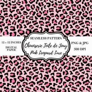 Pink Leopard Seamless Pattern | Leopard Print Digital Paper | Pink Animal Print | Seamless PNG, JPG 300 DPI | 12x12