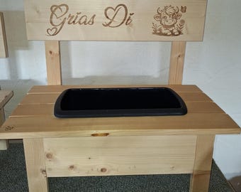Blumenbank Kräuterbank Holzbank wie Gartenbank inkl Pflanzkübel Lasergravur Holz Geburtstagsgeschenk Muttertag Souvenir