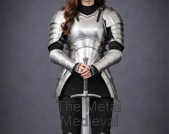Medieval Women Armor Suit - Full Body Lady Armor Set, Breastplate, Pauldrons, Arm Guard, Leg Guard, Steel Cuirass Knight Warrior Costume
