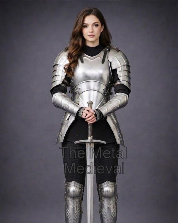Medieval Women Armor Suit - Full Body Lady Armor Set, Breastplate, Pauldrons, Arm Guard, Leg Guard, Steel Cuirass Knight Warrior Costume