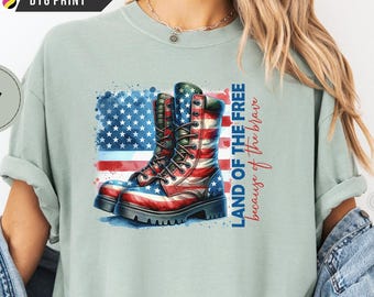 Brave Boots Comfort Colors Shirt Quarter Millennium 1776 2026 Land Of Free Veteran Tee