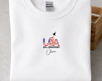Custom USA Fighter Jet Shirt Personalized Quarter Millennium 1776 2026 Anniversary Sweatshirt Graphic Hoodie