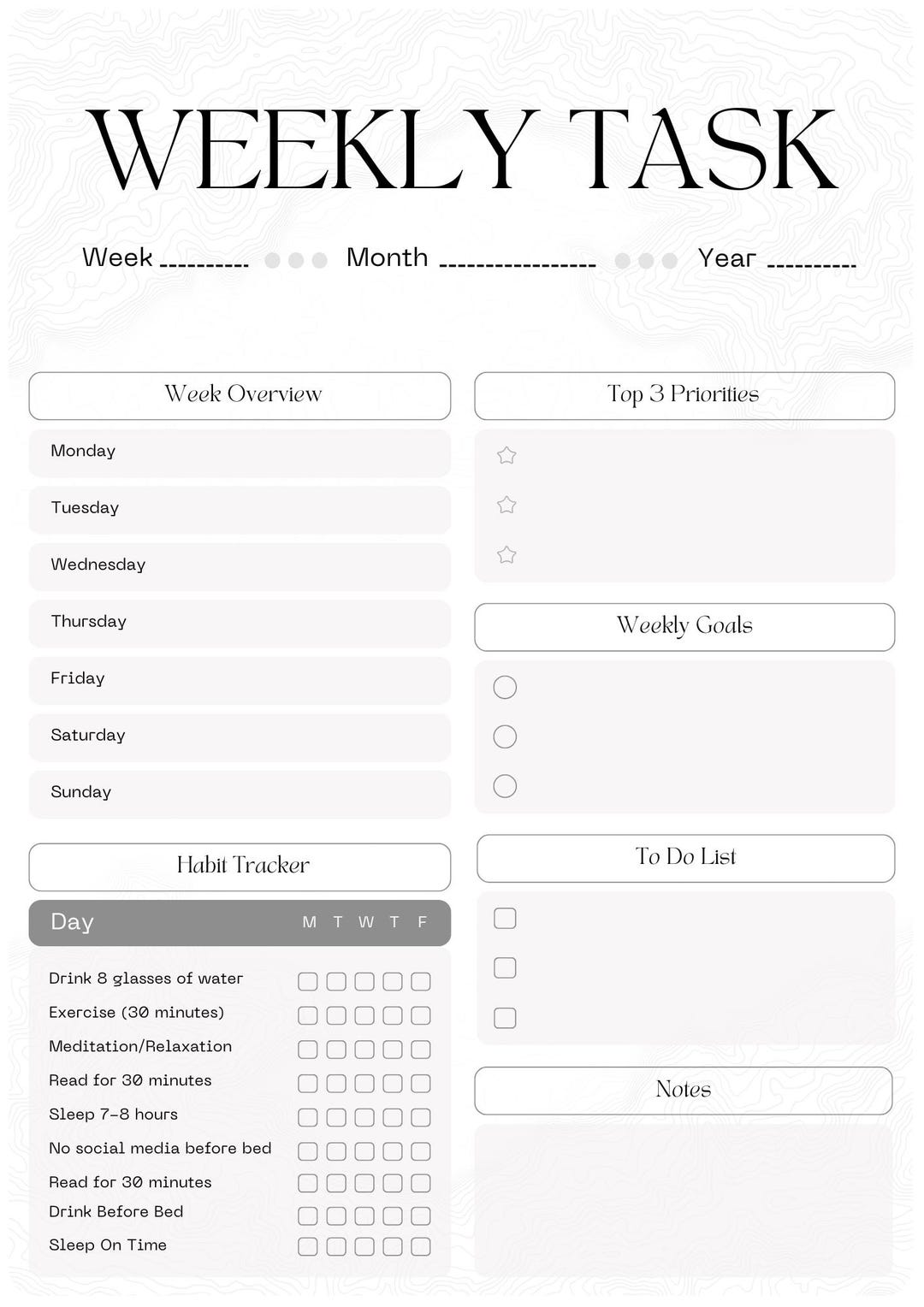 Weekly Task Tracker Printable Weekly Task Planner Printable | Minimal Weekly Planner | Habit Tracker ...