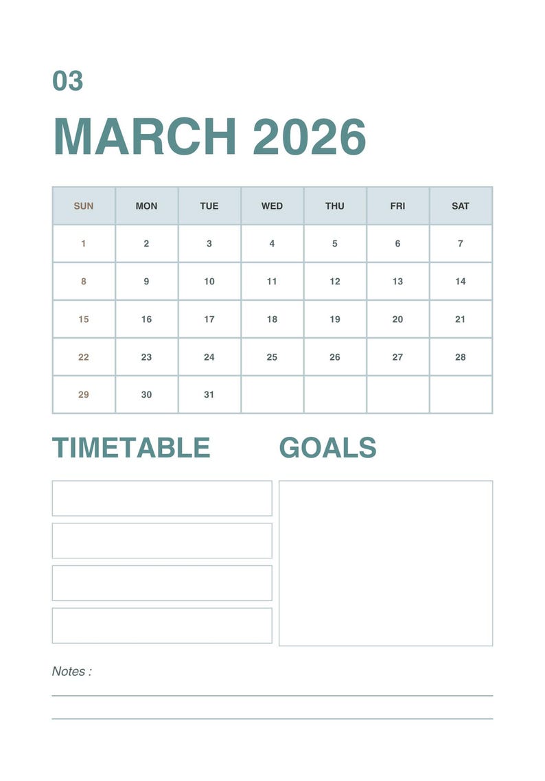 Minimal 2026 Calendar Planner | Printable Monthly Planner 12 Months ...