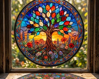 Árbol de la Vida, Atrapasueños de Vitral, Regalo de Jubilación Personalizado 2026, Regalo de Despedida para Profesor, Compañero de Trabajo, Recuerdo de Jubilación