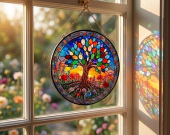 Tree of Life Stained Glass Suncatcher, Personalized Retirement Gift 2026, Farewell Gift for Teacher, Coworker, Retirement Keepsake
