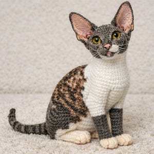 Realistic Devon Rex Cat Amigurumi Crochet Pattern | Lifelike Kitten PDF Tutorial