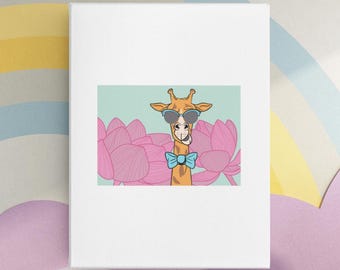 Cool Giraffe Wall Art Printable for Kids | Fun Animal Illustration with Sunglasses | Digital Instant Download