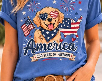 Patriotic Dog America 250 Years Freedom Shirt