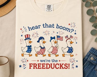 Hear That Boom Duck Shirt, 4th of July Patriotic Duck Tee, Funny Independence Day Freedom Ducks T-Shirt, USA Fireworks Graphic Tee Gift
