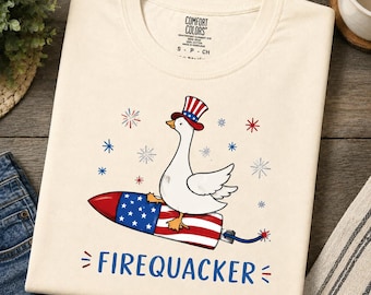 Funny July 4th Shirt, Funny Goose Shirt, Independence Day Tee, USA Shirt, Patriotic Tshirt, Firequacker Shirt, July 4th Gift