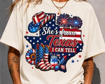 Texas Girl Patriotic Cowgirl Shirt, American Flag Boots Tee