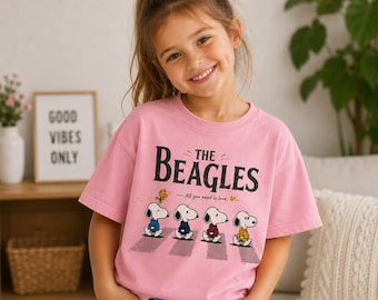 The Beagles Kids Shirt, Cute Dog Parody T-Shirt for Girls Boys, Funny Puppy Crossing Tee, Gift for Beagle Lovers