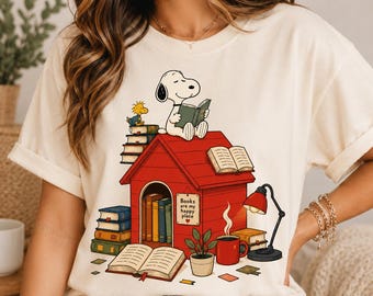 Book Lover Shirt, Reading Dog Shirt, Library Tee, Bookworm Shirt, Reader Gift, Cozy Reading Shirt, Teacher Shirt