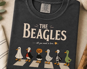 The Beagles Halloween Duck Shirt, Funny Duck Costume T-Shirt, Ghost Vampire Pumpkin Mummy Skeleton Duck Graphic Tee, Cute Spooky Fall Gift