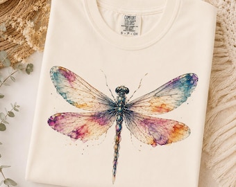Bright Golden Dragonfly Shirt, Cute Women T-shirt, Cute Dragonfly Tee, Cute Women Gift, Boho Girly Gift
