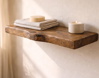 Walnut Floating Shelf – Rustic Solid Wood Wall Shelf