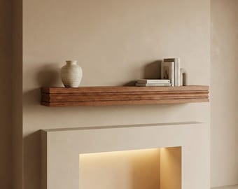 Solid Wood Floating Shelf – Handcrafted Chunky Wall Shelf with Architectural Profile