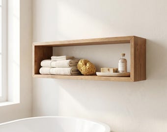 Open Back Box Shelf | Bathroom Organizer | Custom Wood Wall Storage