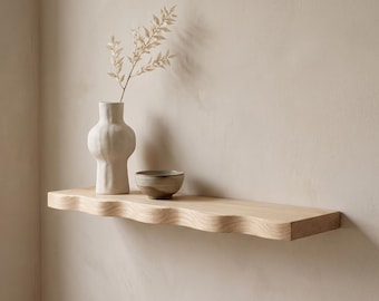 Wavy Fir Floating Shelf, Handmade Wall Decor, Natural Rustic Display