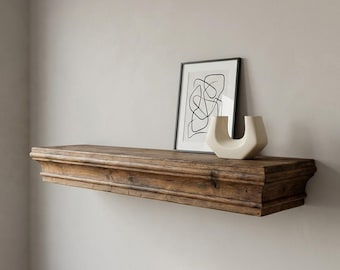 Solid Wood Floating Shelf, Thick Rustic Mantel Shelf, Custom Length, French Cleat