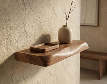 Handcrafted Walnut Floating Shelf – Modern Wooden Wall Shelf for Home Decor, Live edge shelves, Walnut shelves
