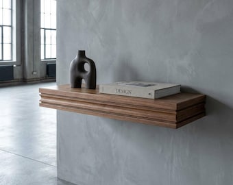 Solid Wood Floating Shelf, Heavy Duty Wall Shelf with French Cleat, Custom Length