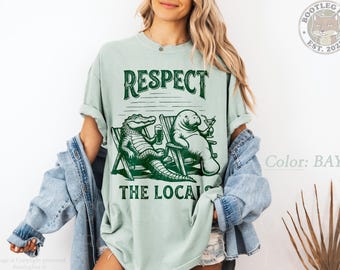 地元を尊重するヴィンテージTシャツ、フロリダ・エバーグレーズ・マナティー・ワニシャツ、フロリダ・エバーグレーズのライフスタイル、おもしろフロリダ・ワニTシャツ