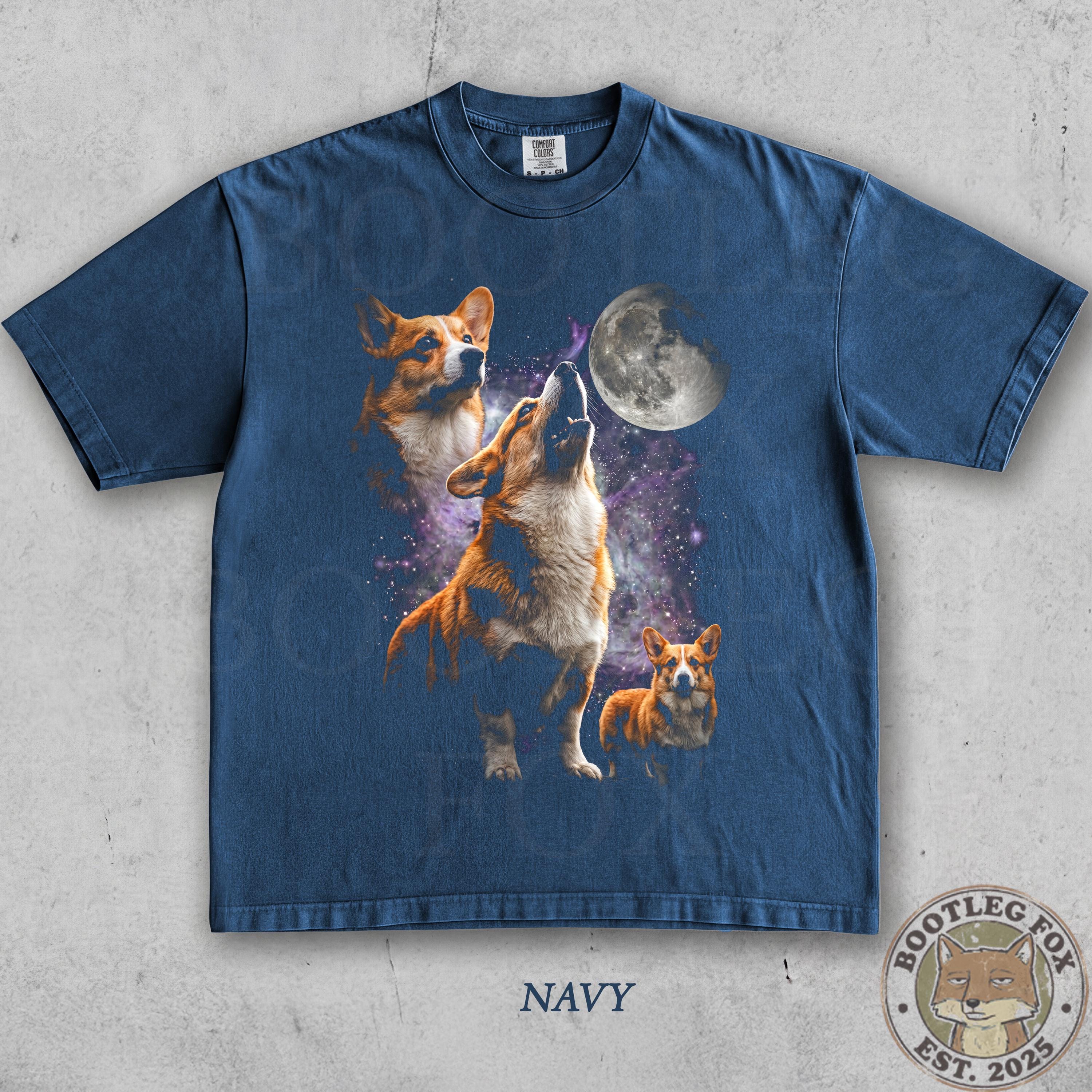 Corgi Moon Graphic Vintage Tee, Three Funny Corgi Shirt, Cute Dog