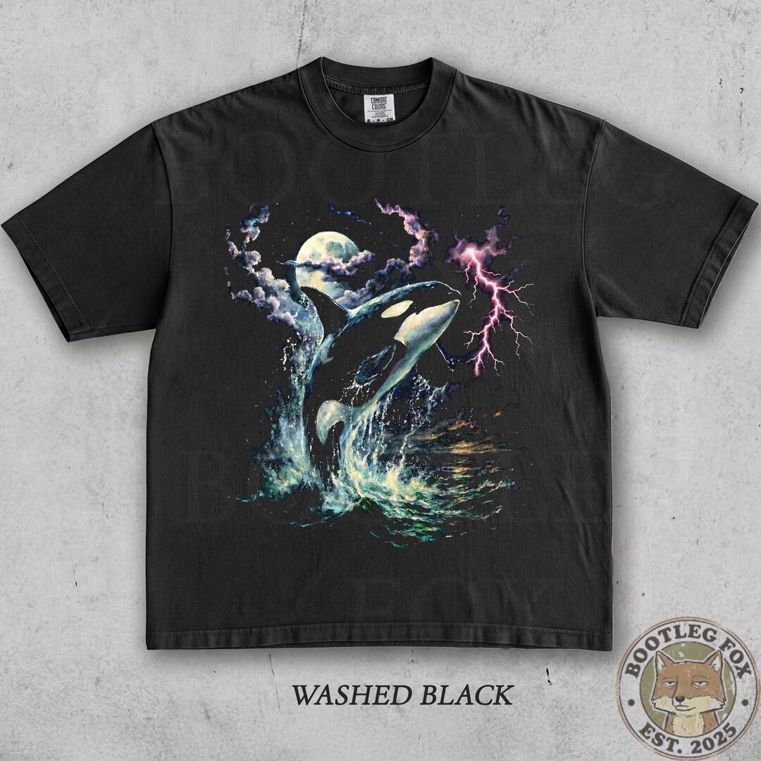 Orca Vintage Midnight 90s Graphic T-shirt, Retro Killer Whale Shirt ...