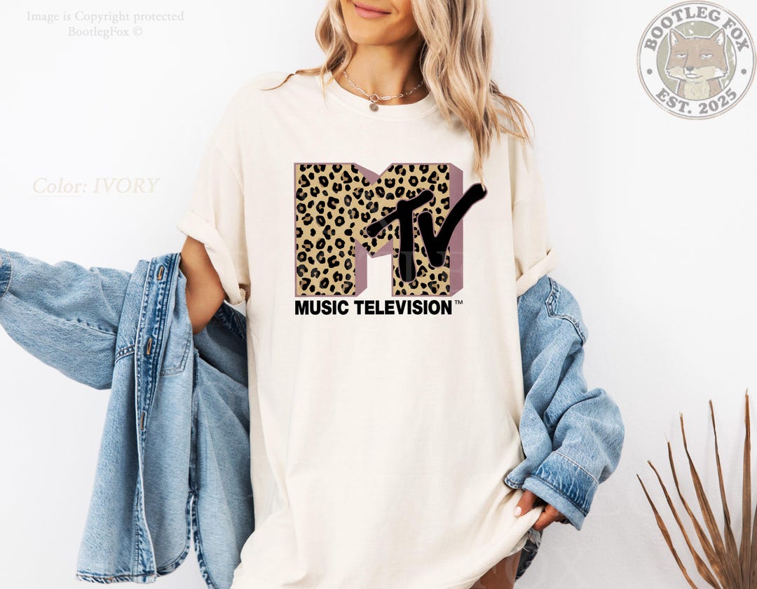 MTV Classic Leopard Vintage Tv Signal Logo T-shirt, Retro 80s & 90s MTV ...
