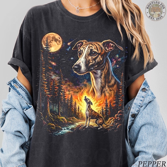Vintage Whippet Howling to the Moon. Funny Sighthound Lover Gift