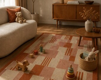 Bunter Kinder Spielzimmer Teppich Handgemachter Tufted Kindergarten Teppich Weicher Geometrischer Bereich Teppich