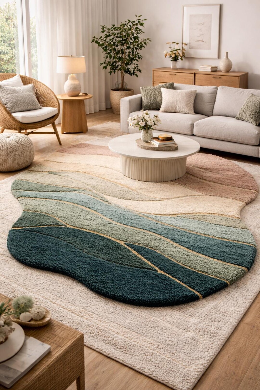 Colorful Kids Abstract Rug Rainbow Playroom Rug Modern Wavy Nursery ...